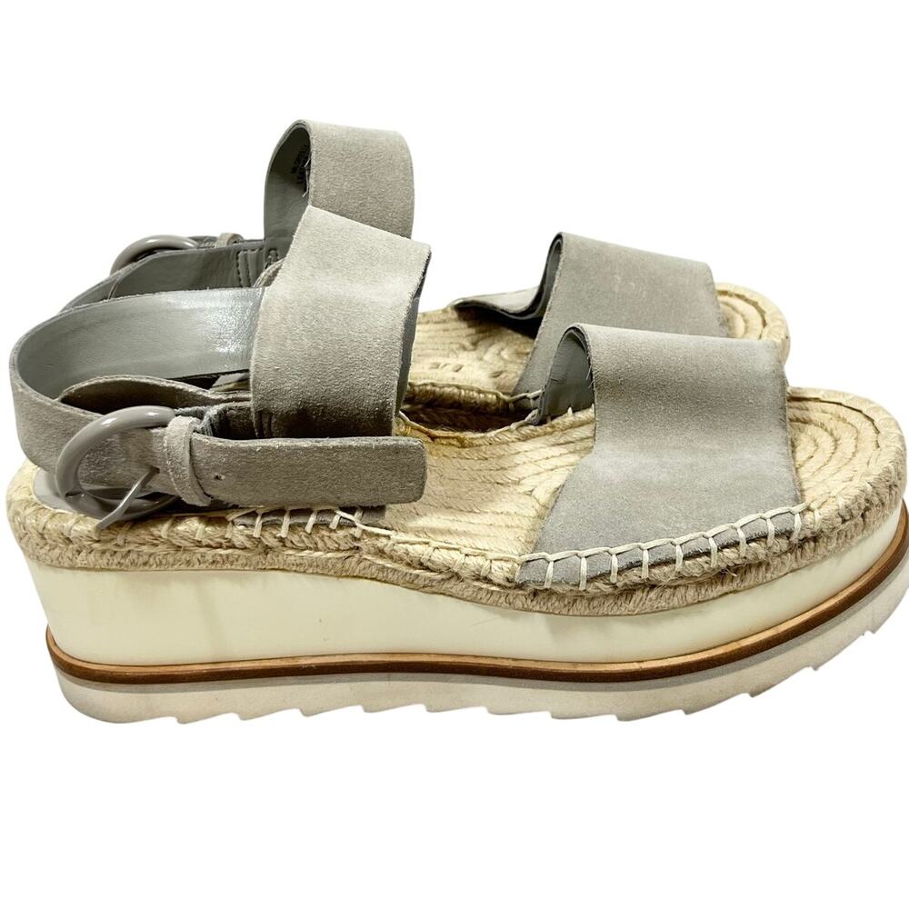 Marc Fisher LTD Alida Espadrille Platform Wedge Sandals Grey Suede Women 7M